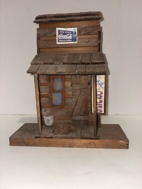 Coca-Cola Miniature Wood Storefront in Brown and Gray